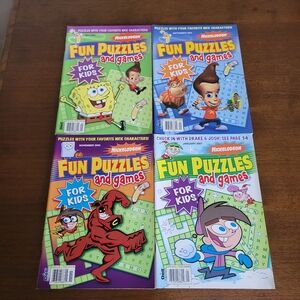 Rare Vintage 2005 & 2007 Nickelodeon Fun Puzzles and Games  Lot of 4